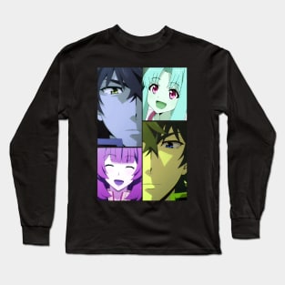 Cool Retro Shield Hero Characters Collage Long Sleeve T-Shirt